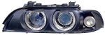 Фара левая+правая (комплект) тюнинг с светящимся ободком с белым указателем поворота с регулирующим мотором внутри черная