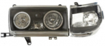 Фара + указатель поворота левая+правая (комплект) тюнинг прозрачная со светящимися ободками с хромированным молдингом внутри черная
