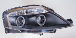 Фара левая+правая (комплект) тюнинг линзованная с 2 светящимися ободками с регулирующим мотор внутри черная