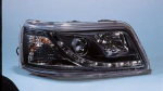 Фара левая+правая (комплект) тюнинг линзованная (devil eyes) с регулирующим мотором внутри черная