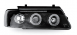 Фара левая+правая (комплект) тюнинг линзованная с светящимся ободком литой указатель поворота внутри черная