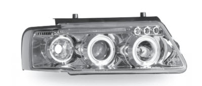 Фара левая+правая (комплект) тюнинг линзованная с светящимся ободком литой указатель поворота внутри хромированная