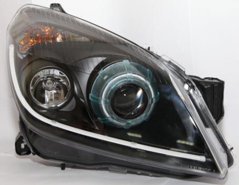 Фара левая+правая (комплект) тюнинг (ксенон) со светящимся ободком с регулирующим мотором внутри черные