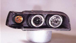 Фара левая+правая (комплект) тюнинг прозрачная со светящимися ободками с указателем поворота внутри черная
