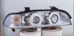 Фара левая+правая (комплект) тюнинг с светящимся ободком с регулирующим мотором внутри хромированная