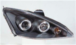 Фара левая+правая (комплект) тюнинг линзованная с 2 светящимися ободками внутри черная