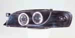 Фара левая+правая (комплект) тюнинг линзованная со светящимися ободками литой указатель поворота внутри черная