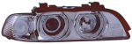 Фара правая тюнинг с светящимся ободком с белым указателем поворота с регулирующим мотором внутри хромированная