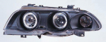 Фара левая+правая (комплект) (седан) тюнинг с 2 светящимися ободками с регулирующим мотором внутри черная