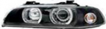 Фара левая+правая (комплект) тюнинг (под ксенон) с светящимся ободком с указателем поворота с регулирующим мотором внутри черная
