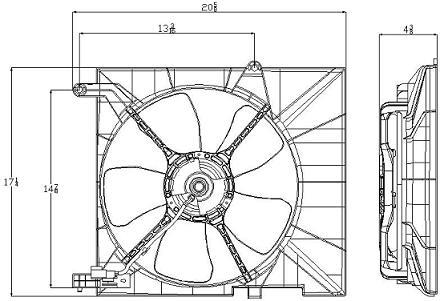 Мотор + вентилятор радиатора охлаждения с корпусом под кондиционер
