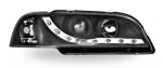 Фара левая + правая (комплект) тюнинг devil eyes линзованная с светящимся ободком литой указатель поворота внутри черная