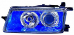Фара+указатель поворота левая+правая (комплект) тюнинг линзованная с 2 светящимися ободками внутри синяя
