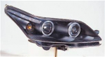 Фара левая+правая (комплект) тюнинг линзованная с 2 светящимися ободками с регулирующим мотором внутри черная