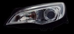 Фара левая + правая (комплект) тюнинг линзованная с светящимися секциями с регулирующим мотором внутри хромированная