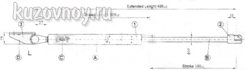 Амортизатор крышки багажника левый (5 дв)