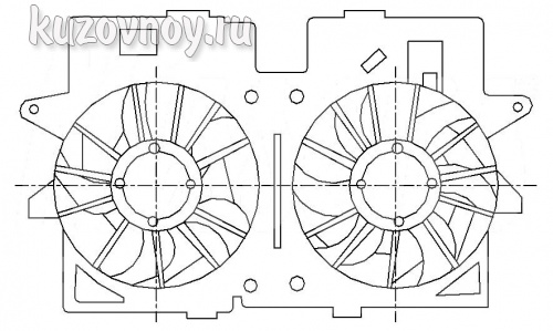 Мотор + вентилятор радиатора охлаждения с корпусом ( 2.0 AT )
