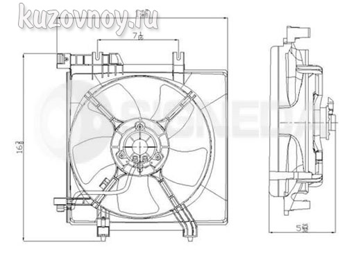 Мотор+вентилятор радиатора охлаждения с корпусом